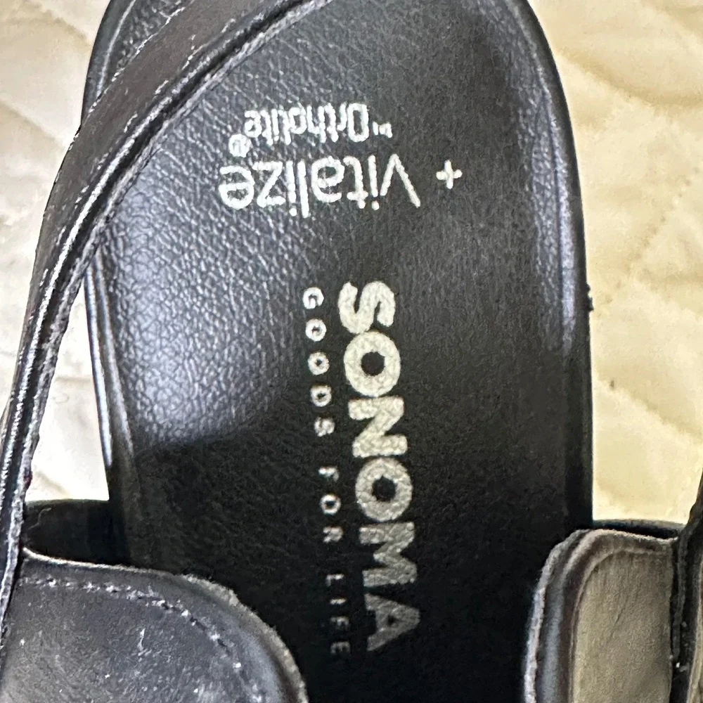 Sonoma‎ Goods For Life Women's Black Woven Open Toe Slingback Heeled Sandals